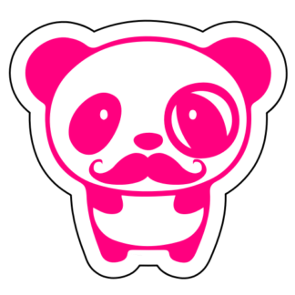 Mr. Panda Moustache Sticker (Hot Pink)